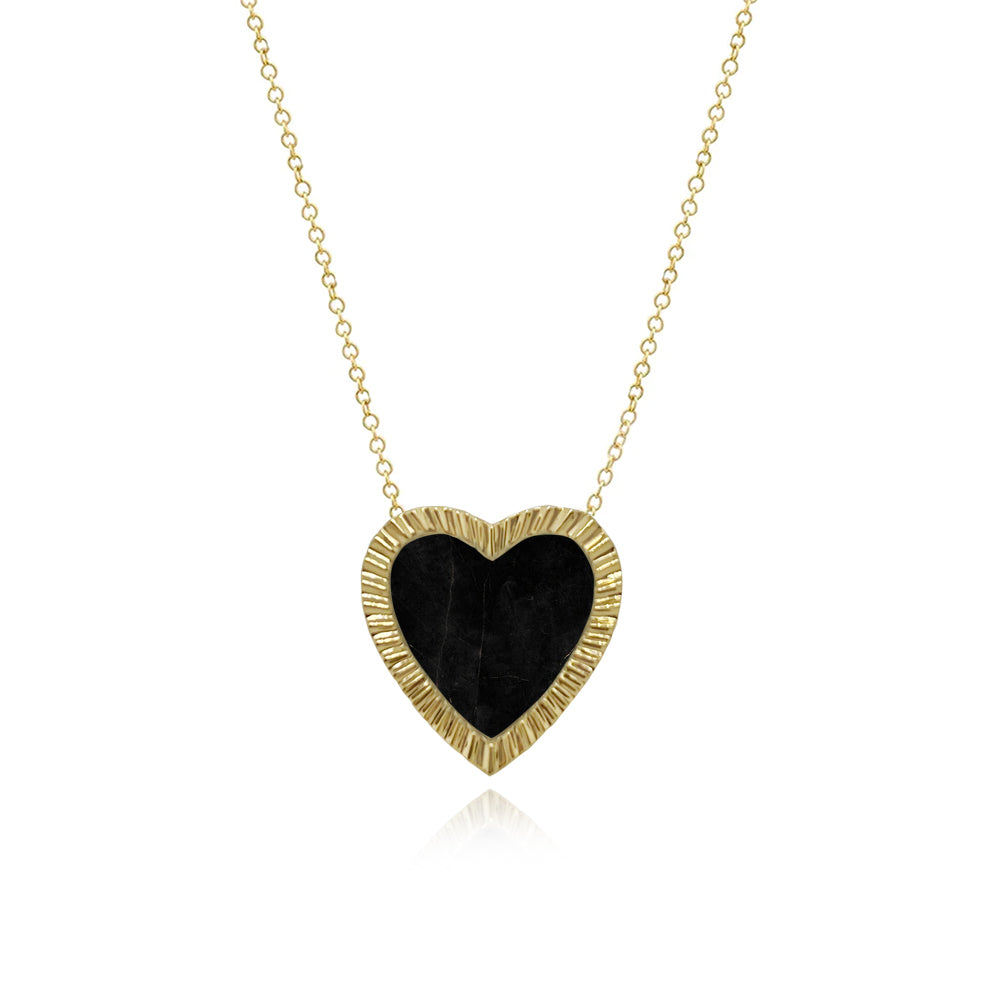 Large Heart Pebble Pendant (Gold)