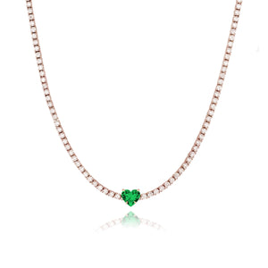 Solitaire Gemstone Tennis Necklace