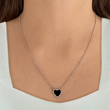 Load image into Gallery viewer, Medium Pave Outline Stone Heart Necklace
