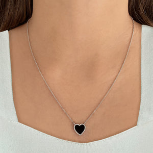 Medium Pave Outline Stone Heart Necklace