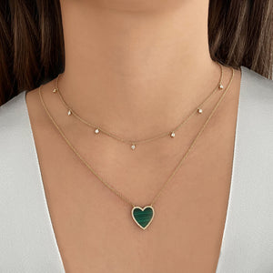 Large Pave Outline Stone Heart Necklace