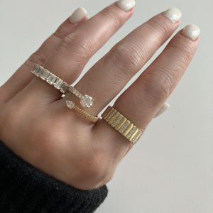 Thick Pave Striped Gold Ring