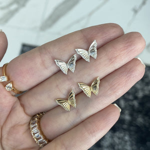 Striped Butterfly Pave Earrings