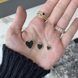 Black Onyx Stone Pave Heart Ring