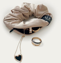 Load image into Gallery viewer, Beige Secret Jewel Scrunchie
