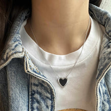 Load image into Gallery viewer, Large Fluted Outline Stone Heart Necklace
