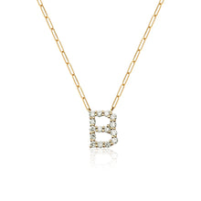 Load image into Gallery viewer, Large Diamond Paperclip Initial Necklace
