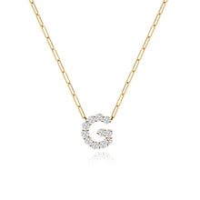 Load image into Gallery viewer, Large Diamond Paperclip Initial Necklace
