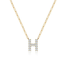 Load image into Gallery viewer, Large Diamond Paperclip Initial Necklace
