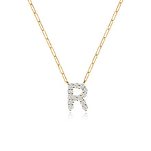 Load image into Gallery viewer, Large Diamond Paperclip Initial Necklace
