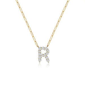 Large Diamond Paperclip Initial Necklace