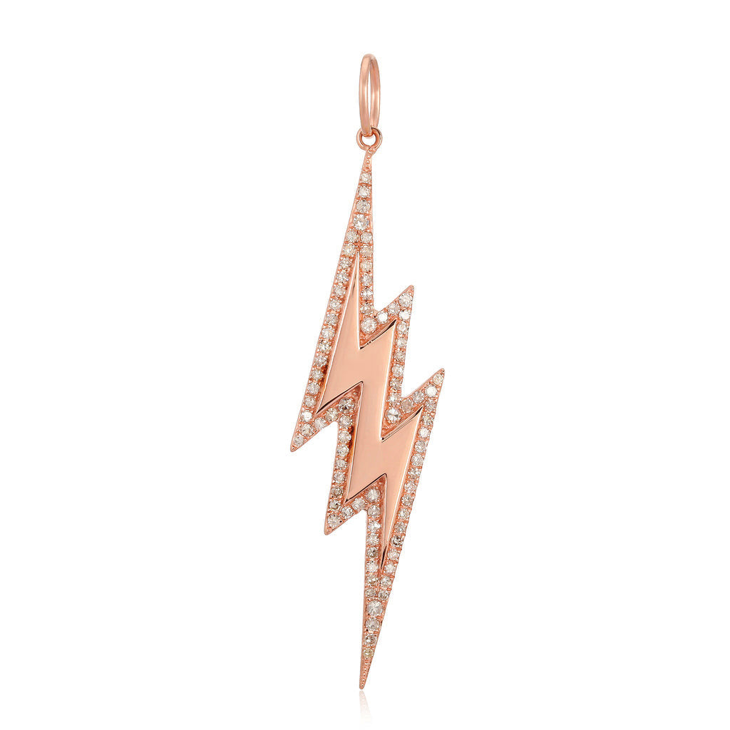 Modern Outline Pave Lightning Bolt