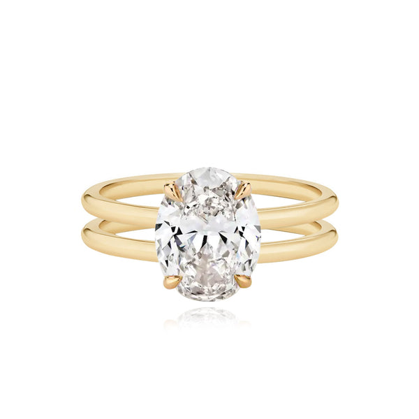 Double Gold Band Engagement Ring