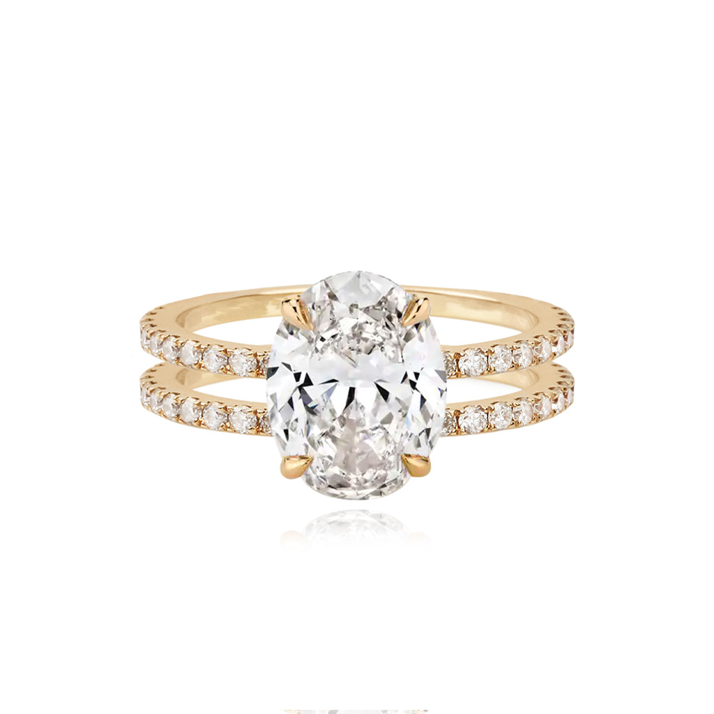 Double Pave Band Engagement Ring