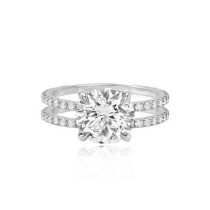 Double Pave Band Engagement Ring