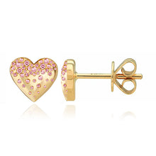 Load image into Gallery viewer, Dripping Scattered Gemstone Heart Studs
