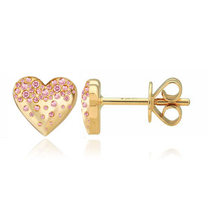 Dripping Scattered Gemstone Heart Studs