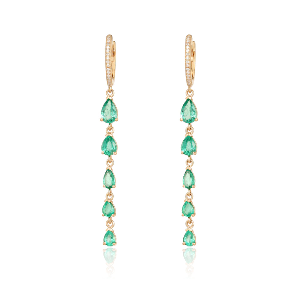 Drop Down Emerald Earrings