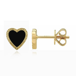 Medium Fluted Outline Stone Heart Studs