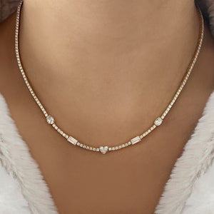 Five Shape Diamond Tennis Necklace