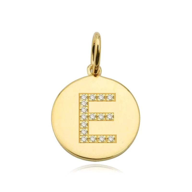 Pave Initial Round Plate Charm