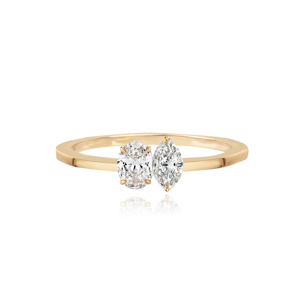 Petite Two Diamond Gold Ring