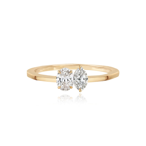 Petite Two Diamond Gold Ring