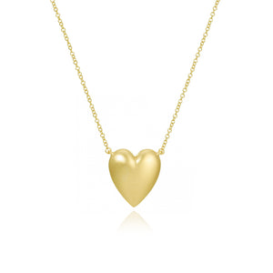 Puffy Gold Heart Chain Necklace