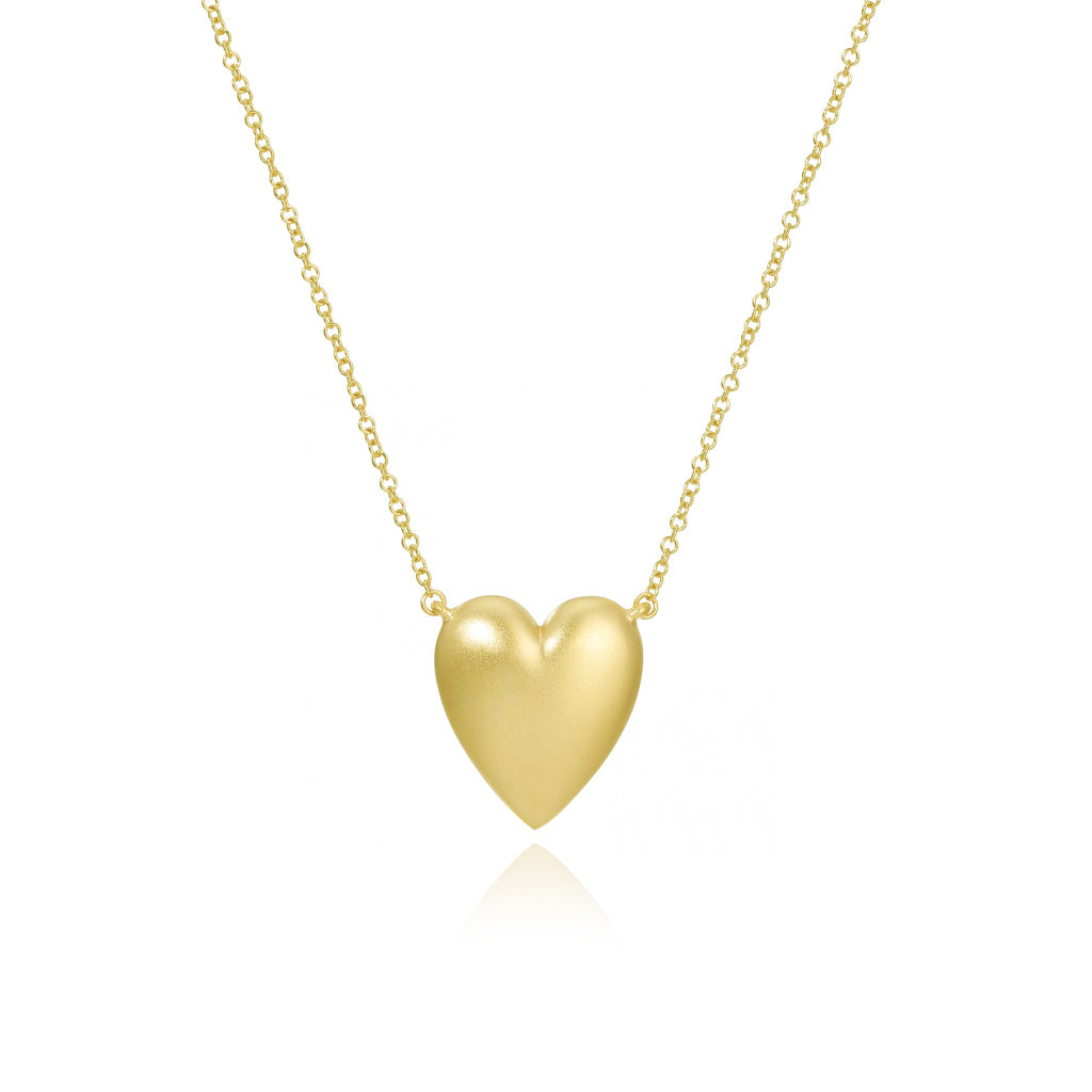 Puffy Gold Heart Chain Necklace