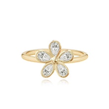 Load image into Gallery viewer, Pear Bezel Flower Ring
