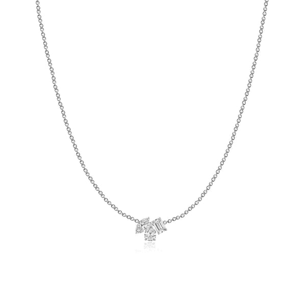 Small Multi Shape Three Diamond Necklace