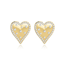 Load image into Gallery viewer, Scattered Pave Outline Heart Studs
