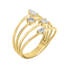 Load image into Gallery viewer, Four Multi Shape Diamonds Gold Ring
