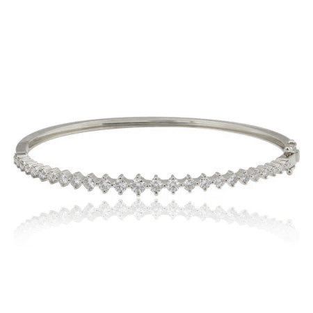 Shared Prong Round Diamond Bangle