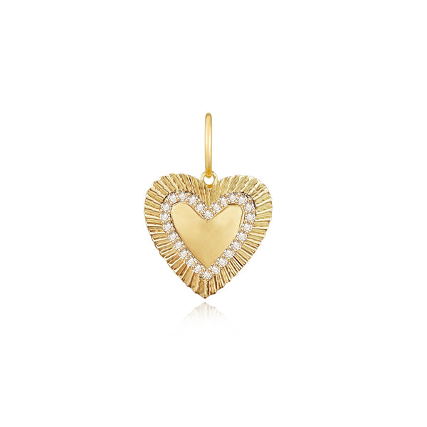 Small Fluted Pave Outline Heart Charm
