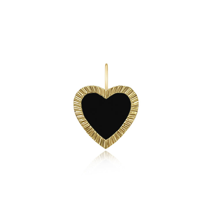 Small Fluted Outline Stone Heart Charm