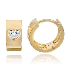 Solitaire Diamond Thick Gold Huggies