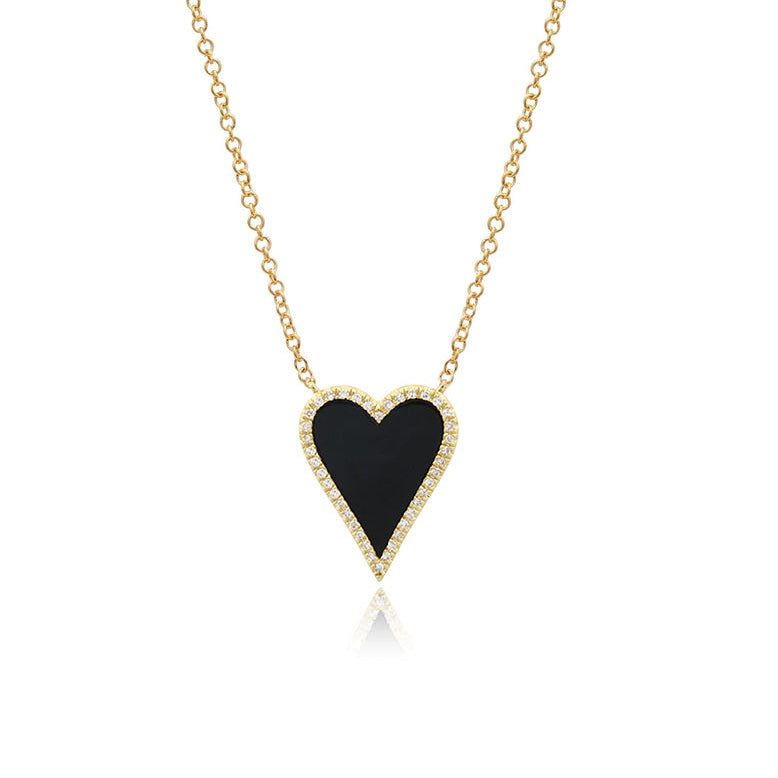 Stone Pave Modern Heart Necklace