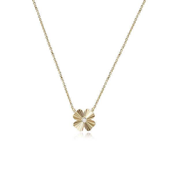 Striped Flower Center Diamond Necklace