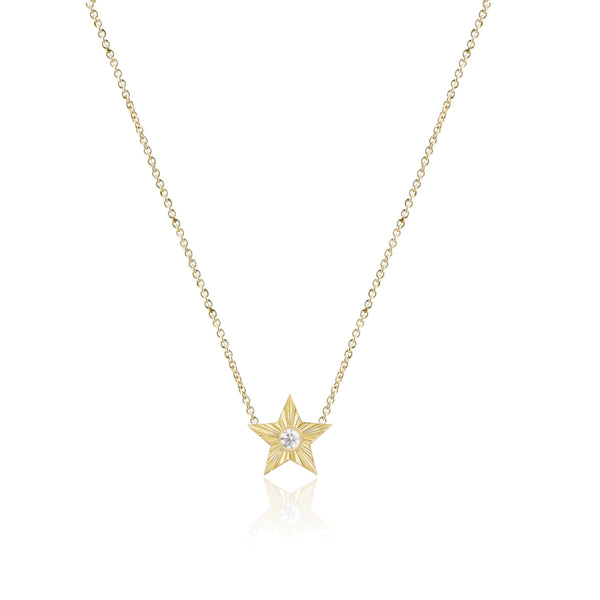 Striped Star Center Diamond Necklace