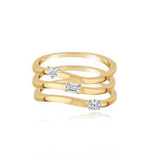 Load image into Gallery viewer, Three Line Multi Shape Diamond Ring
