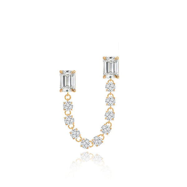 Two Solitaire Diamond Chain Earring