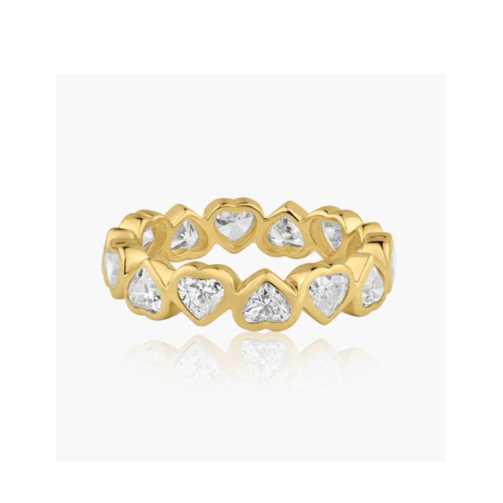 Vertical Diamond Heart Bezel Eternity Ring