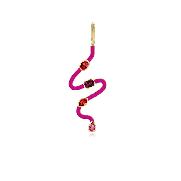 Wiggly Enamel Multi Gemstones Charm