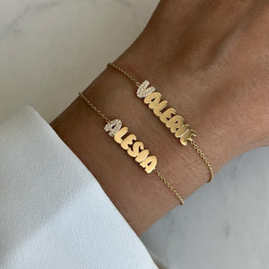 Pave Initial Gold Name Bracelet