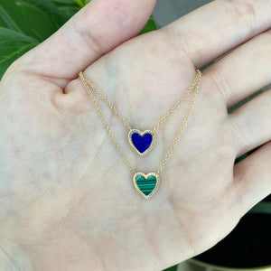 Small Fluted Outline Stone Heart Necklace