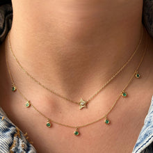 Load image into Gallery viewer, Seven Bezel Emerald Dangling Necklace
