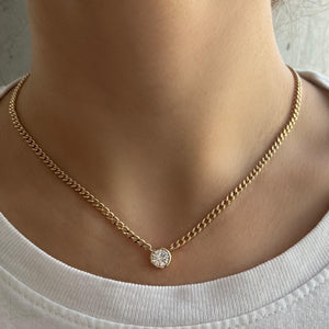 Bezel Round Diamond Cuban Necklace