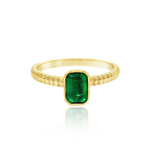 Gemstone Bezel Gold Rope Ring