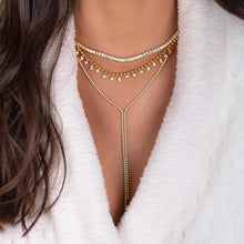 Load image into Gallery viewer, Double Chain Lariat Tennis Necklace
